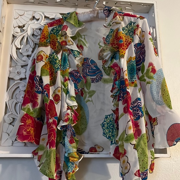 Tops - CLEARANCE….. Floral ruffle front and sleeve, bolero